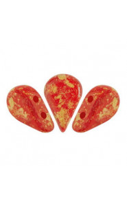 Les perles par Puca® Amos beads Opaque coral red splash 93200/94401